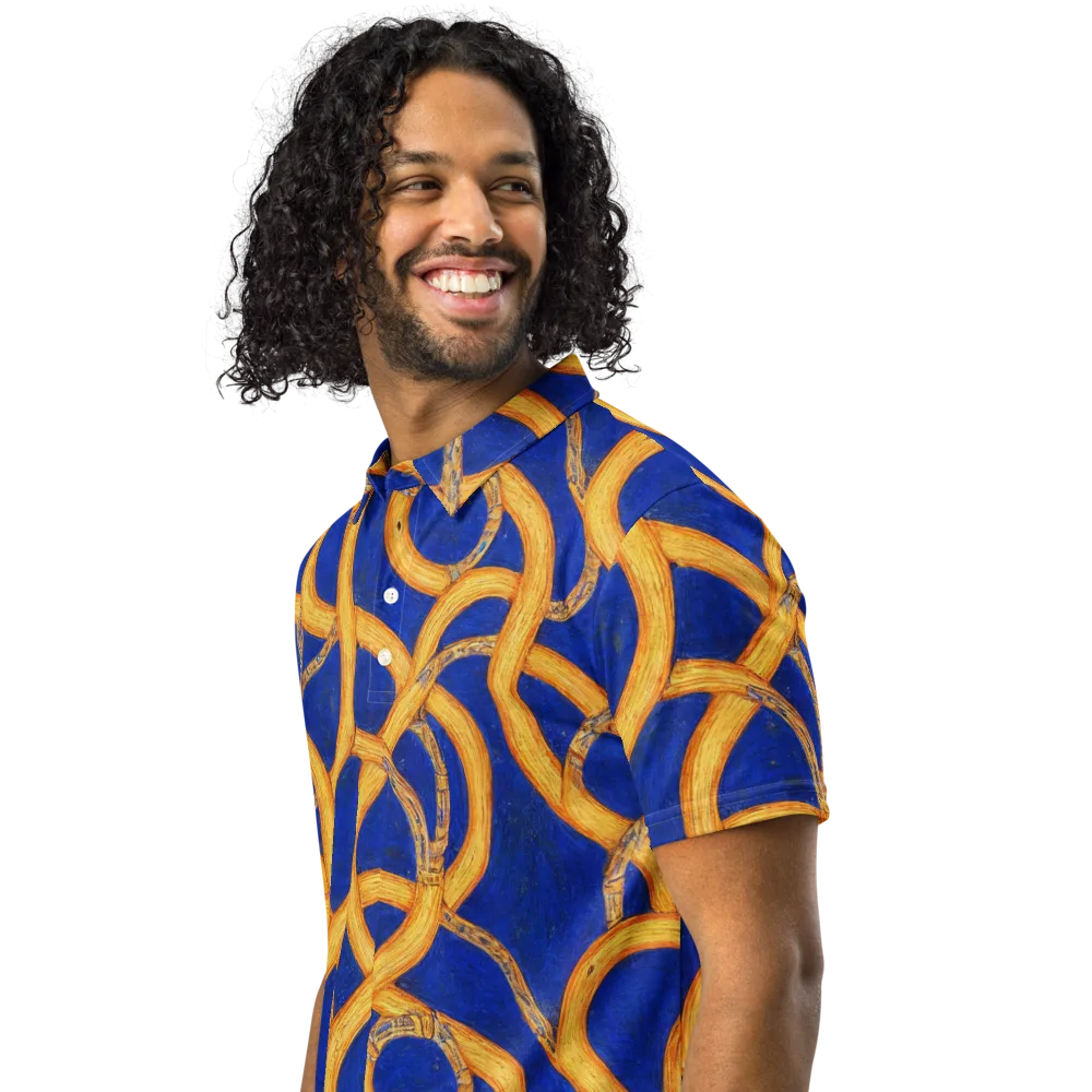 Cobalt Lariat on Men's Slim Fit Polo Shirt — Left Front