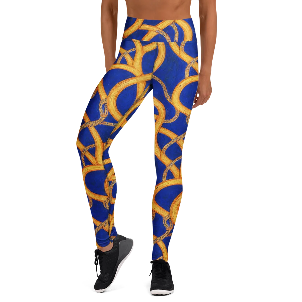 Cobalt Lariat on Yoga Leggings — Front