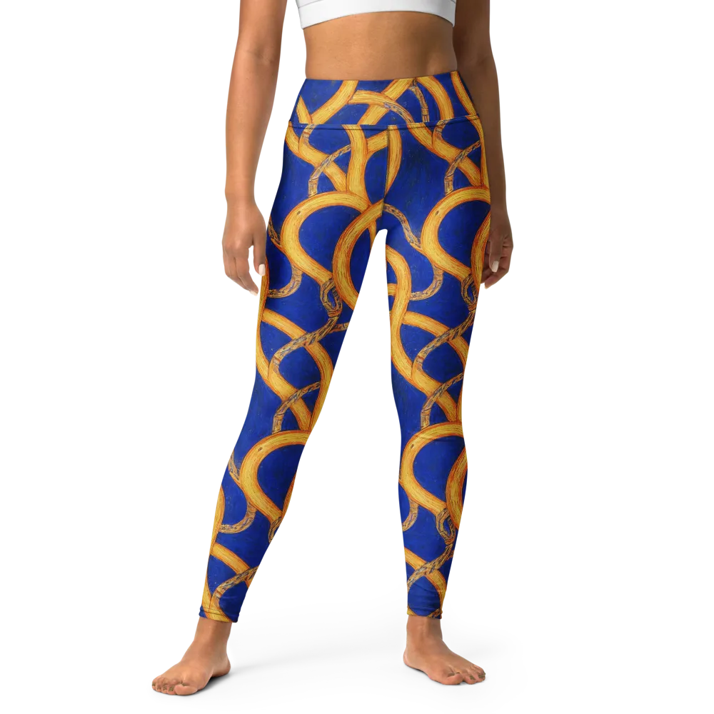 Cobalt Lariat on Yoga Leggings — Front