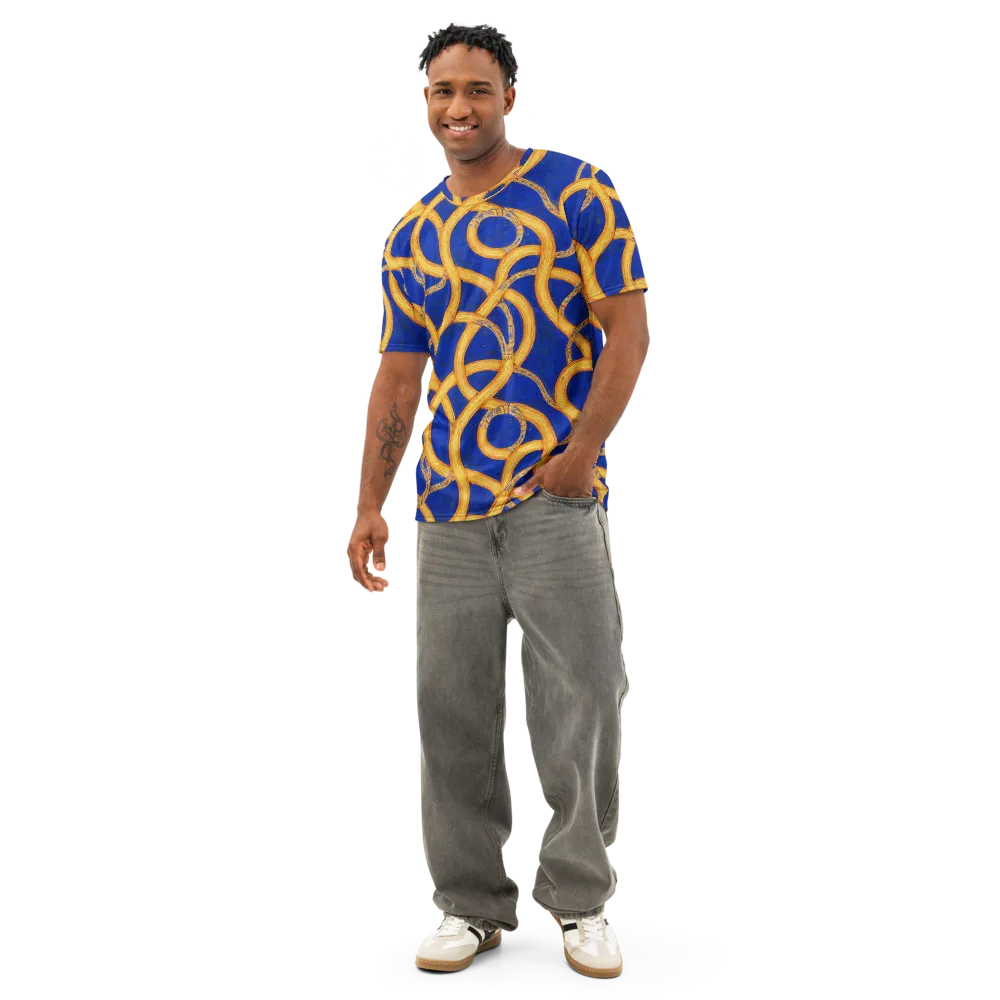 Cobalt Lariat on Men's Cotton Crew Neck T-Shirt — Front