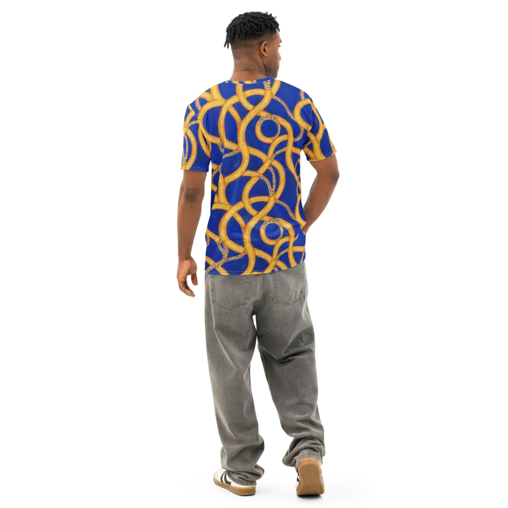 Cobalt Lariat on Men's Cotton Crew Neck T-Shirt — Back