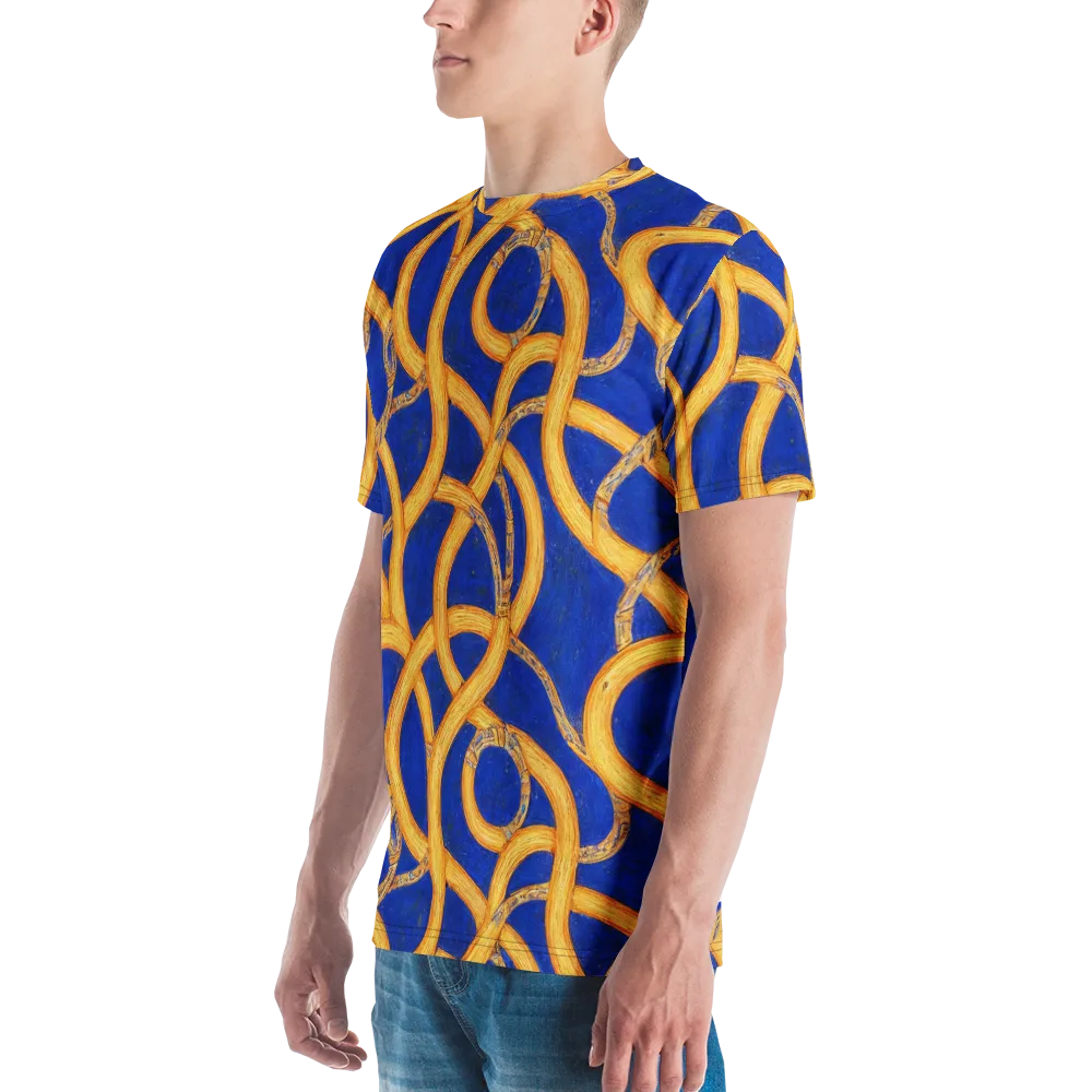 Cobalt Lariat on Men's Crew Neck T-Shirt — Left