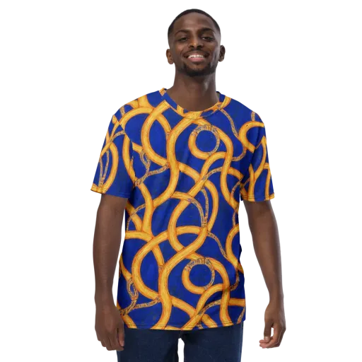 Cobalt Lariat on a Men's Crew Neck T-Shirt