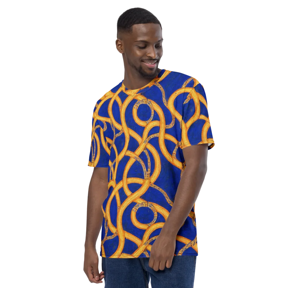 Cobalt Lariat on Men's Crew Neck T-Shirt — Left