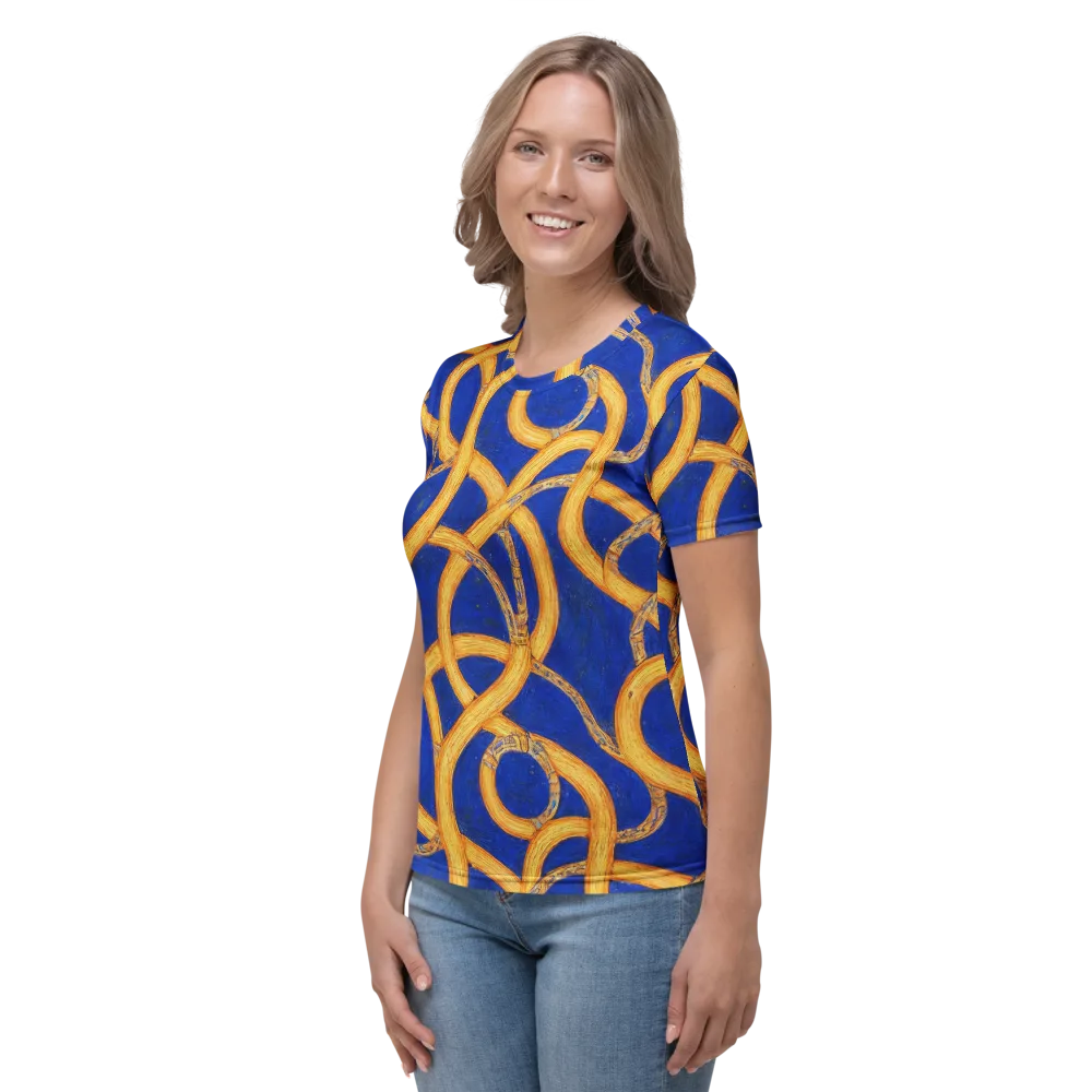 Cobalt Lariat on Women's Crew Neck T-Shirt — Left