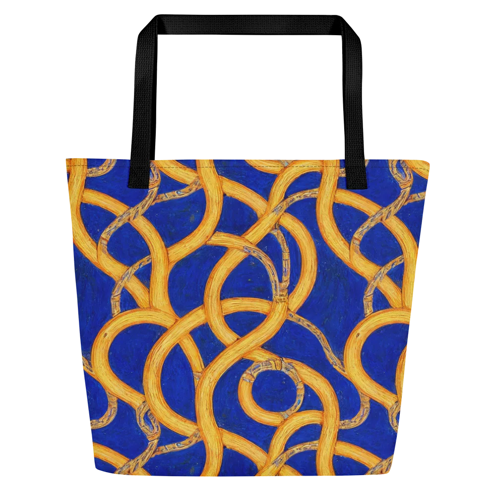 Cobalt Lariat on Large Tote Bag W/ Pocket — Front