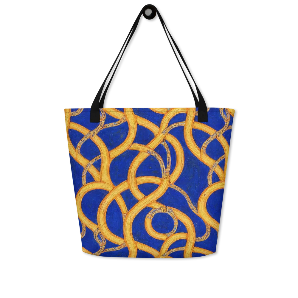 Cobalt Lariat on Large Tote Bag W/ Pocket — Front