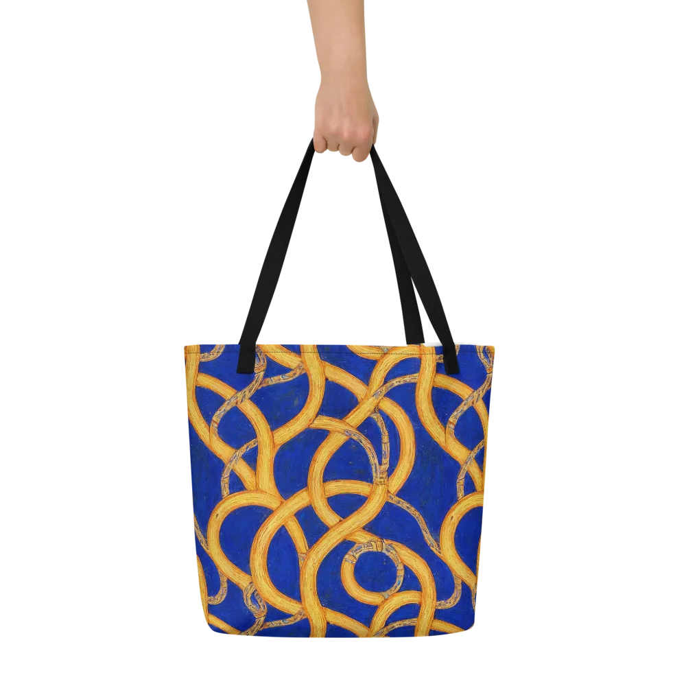 Cobalt Lariat on Large Tote Bag W/ Pocket — Front