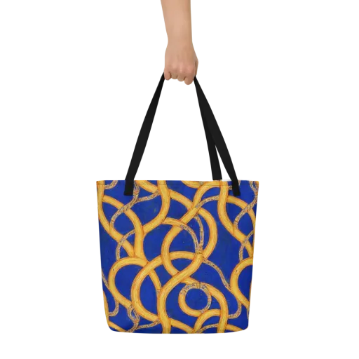 Cobalt Lariat on a Large Tote Bag W/ Pocket