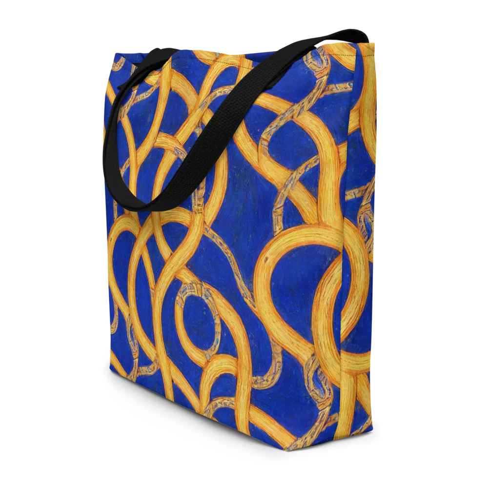 Cobalt Lariat on Large Tote Bag W/ Pocket — Front