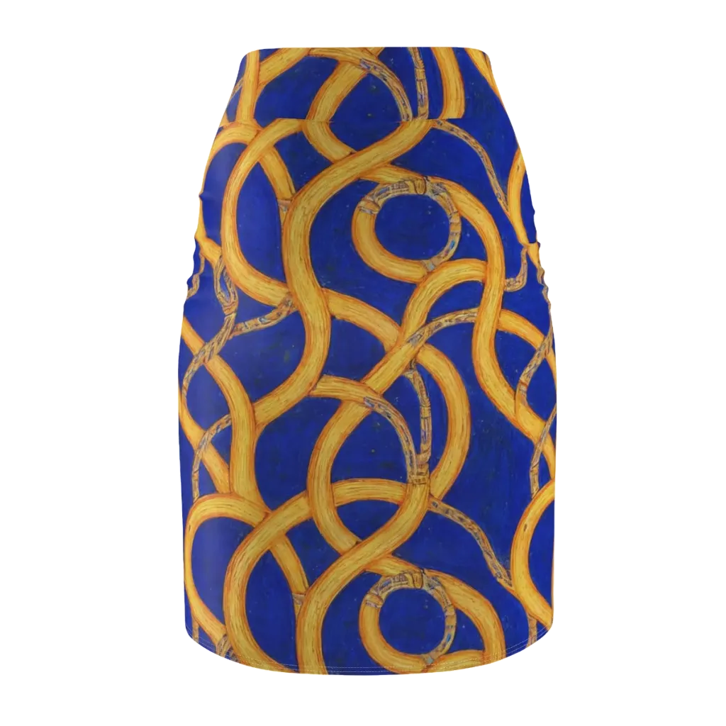 Cobalt Lariat on Pencil Skirt — Back