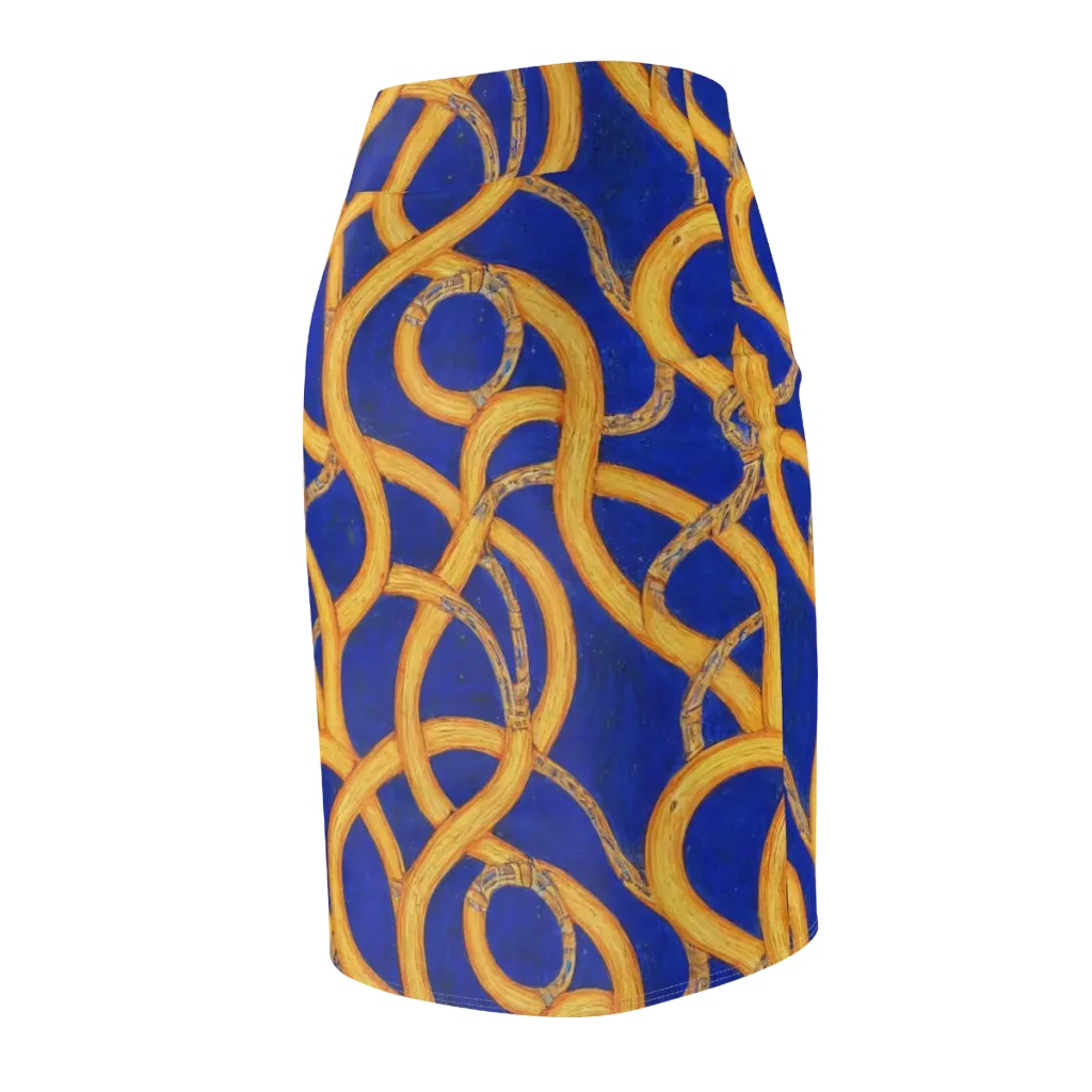 Cobalt Lariat on Pencil Skirt — Back Side