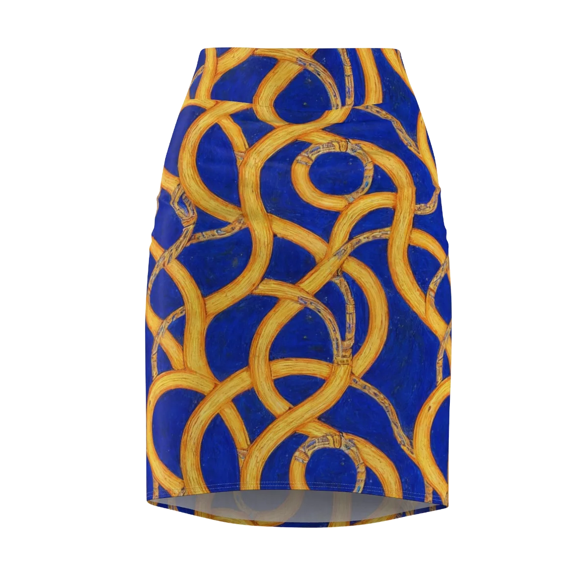 Cobalt Lariat on Pencil Skirt — Front