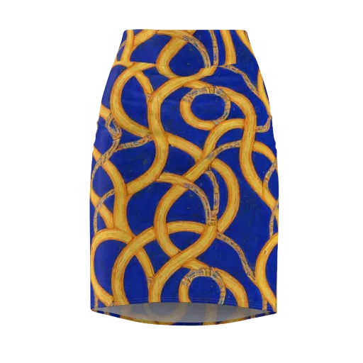 Cobalt Lariat on a Pencil Skirt
