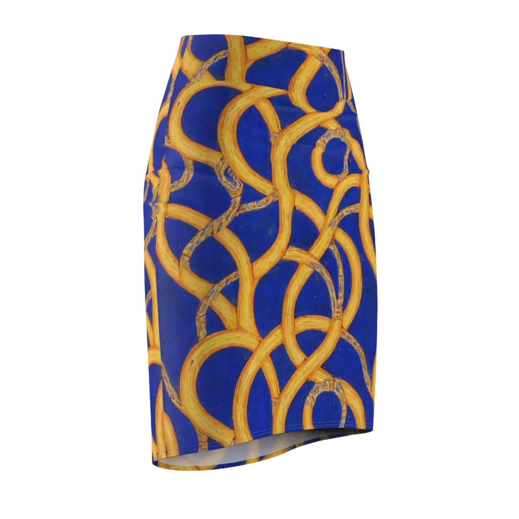 Cobalt Lariat on Pencil Skirt — Front Side