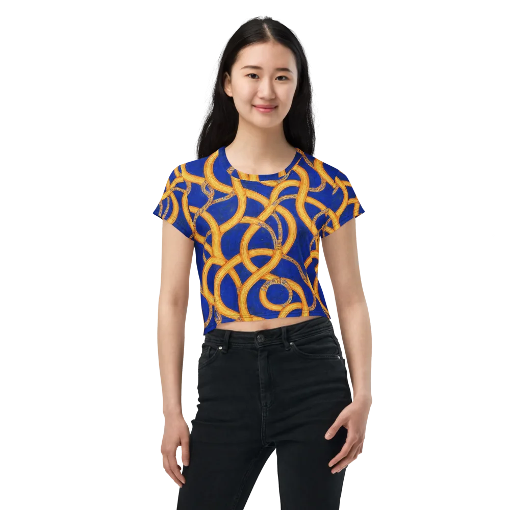 Cobalt Lariat on Crop Tee — Front