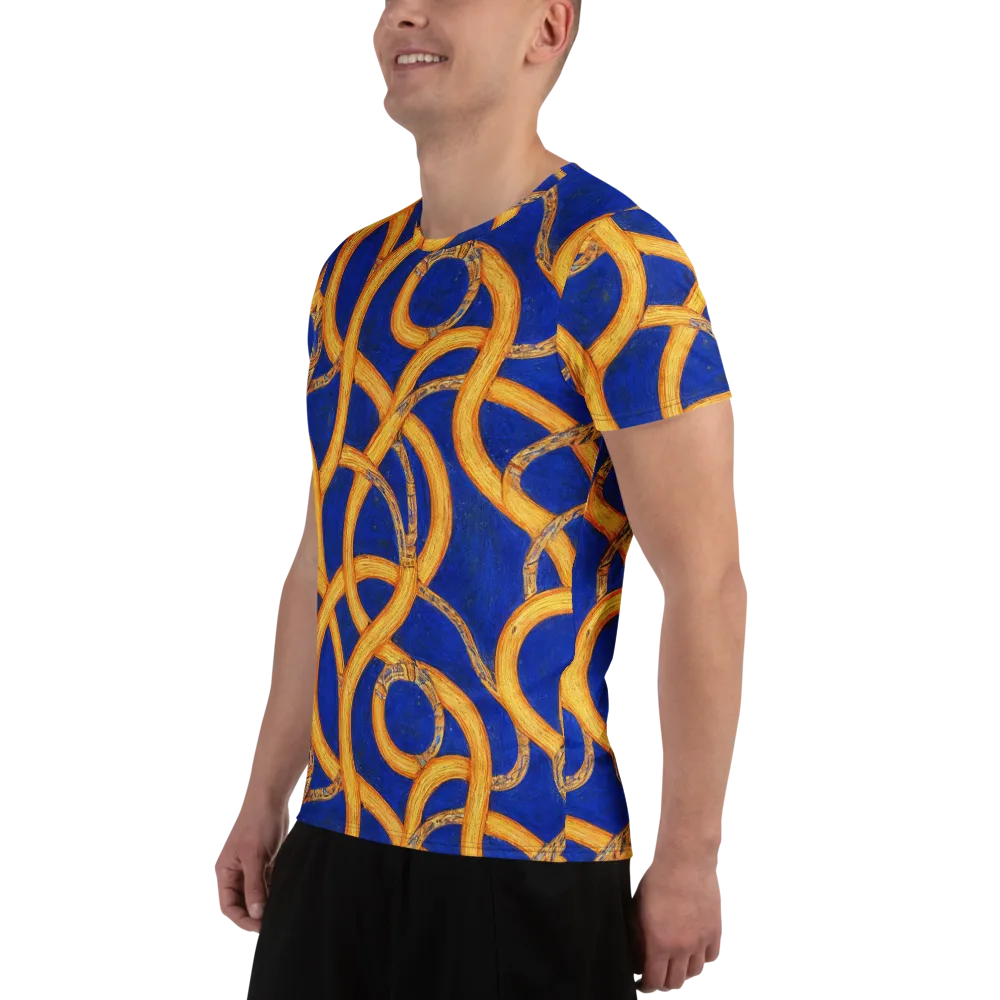 Cobalt Lariat on Men's Athletic T-Shirt — Left
