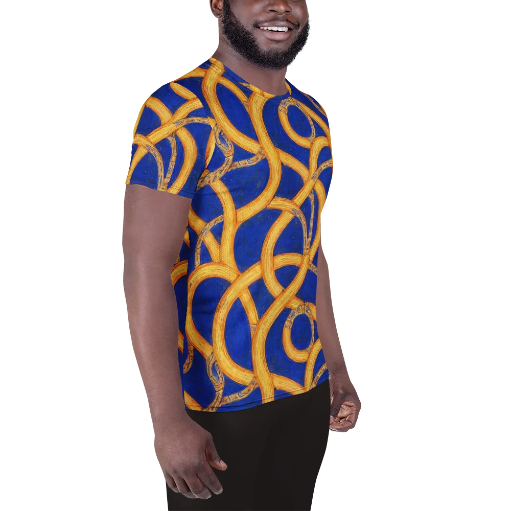 Cobalt Lariat on Men's Athletic T-Shirt — Right