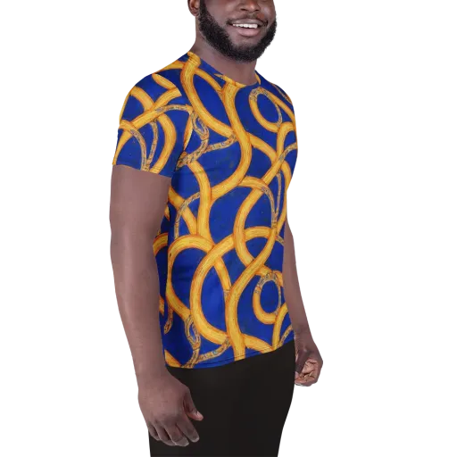 Cobalt Lariat on a Men's Athletic T-Shirt
