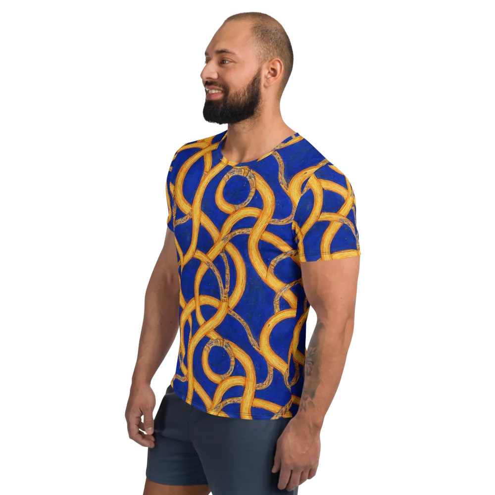Cobalt Lariat on Men's Athletic T-Shirt — Left