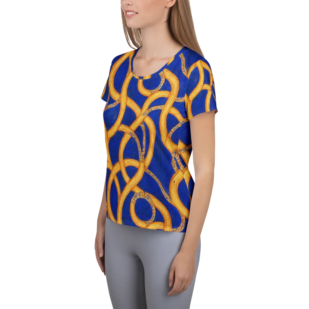 Cobalt Lariat on Women's Athletic T-Shirt — Left