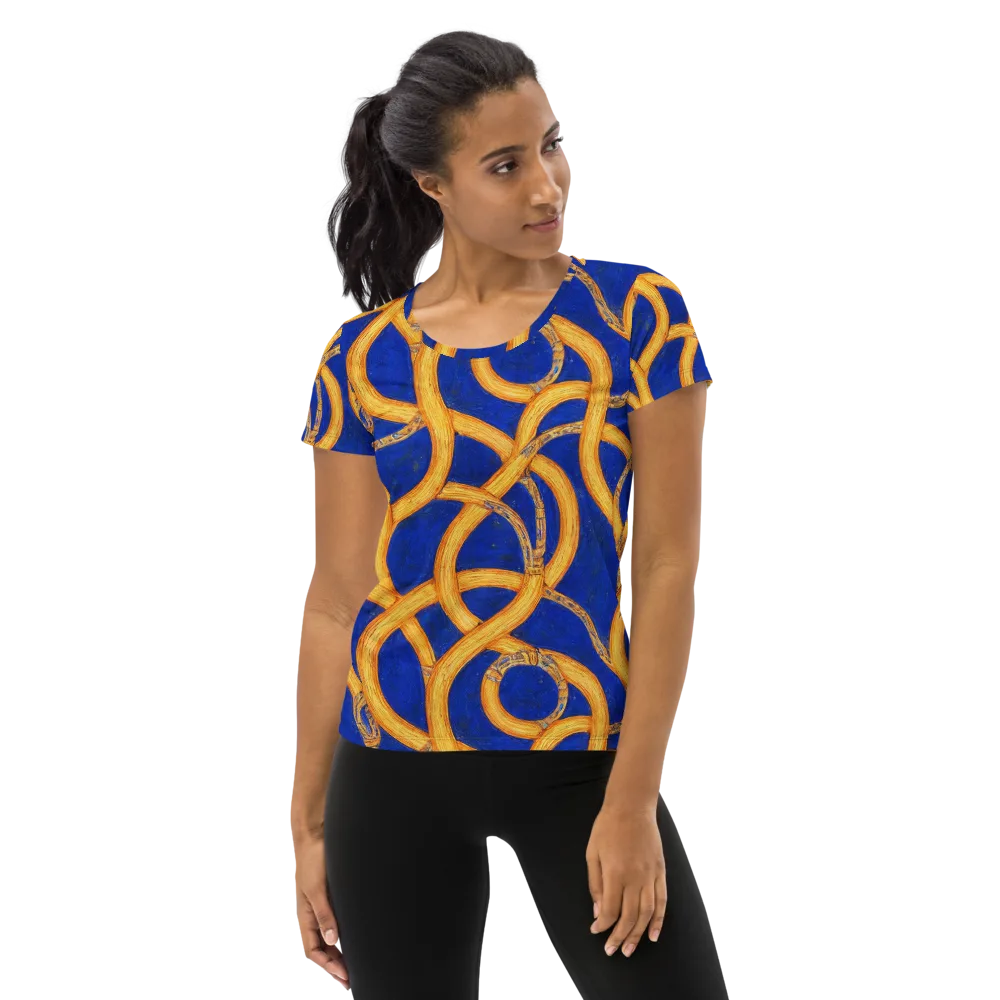 Cobalt Lariat on Women's Athletic T-Shirt — Front