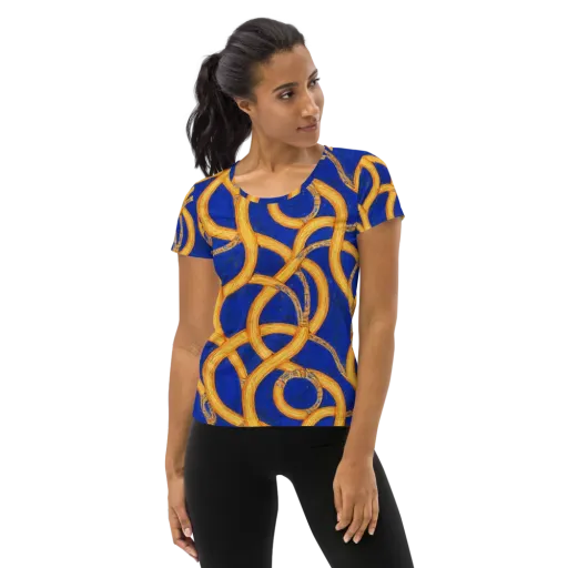 Cobalt Lariat on a Women's Athletic T-Shirt