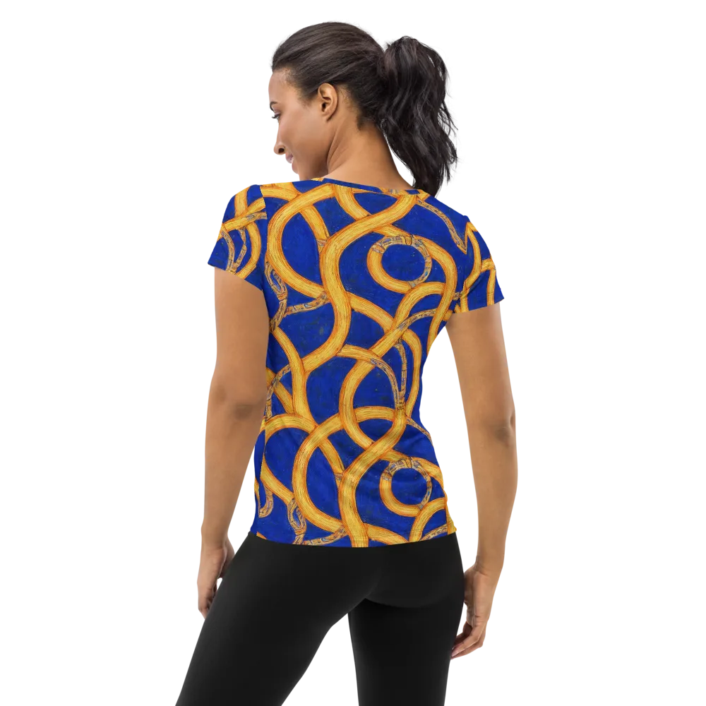 Cobalt Lariat on Women's Athletic T-Shirt — Back