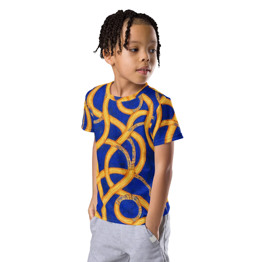 Cobalt Lariat on Kids Crew Neck T-Shirt — Left Front