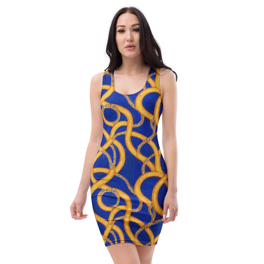 Cobalt Lariat on Bodycon Dress — Front