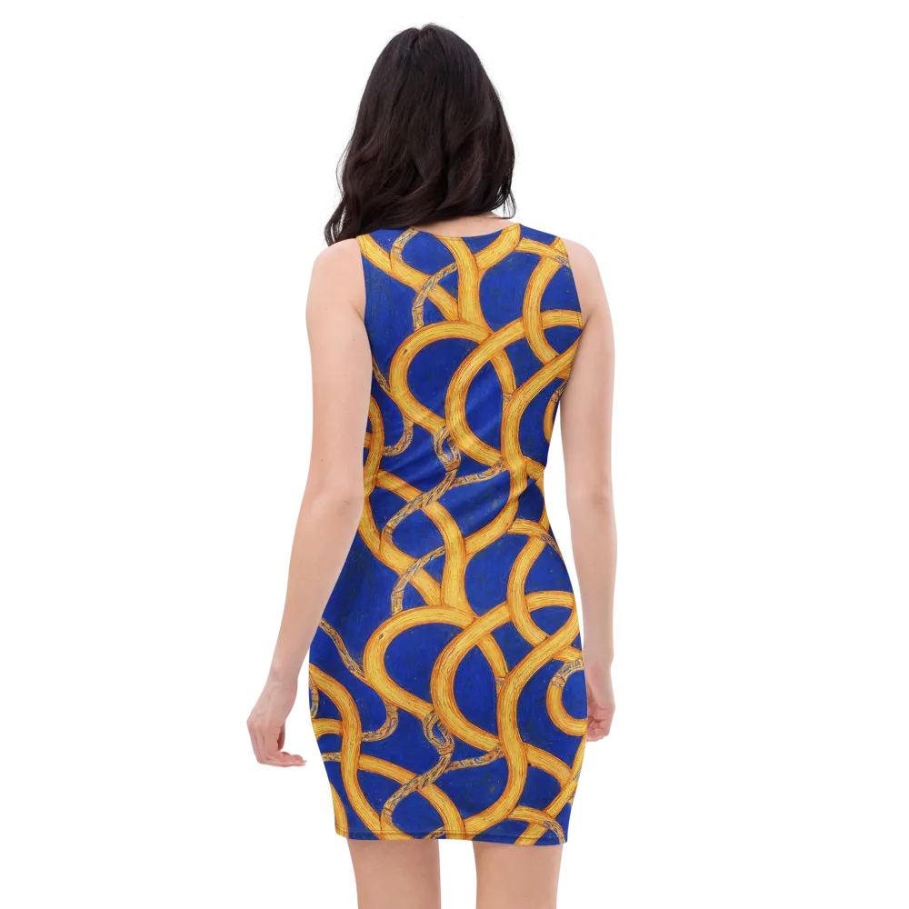 Cobalt Lariat on Bodycon Dress — Back