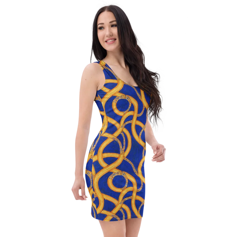 Cobalt Lariat on Bodycon Dress — Right Front