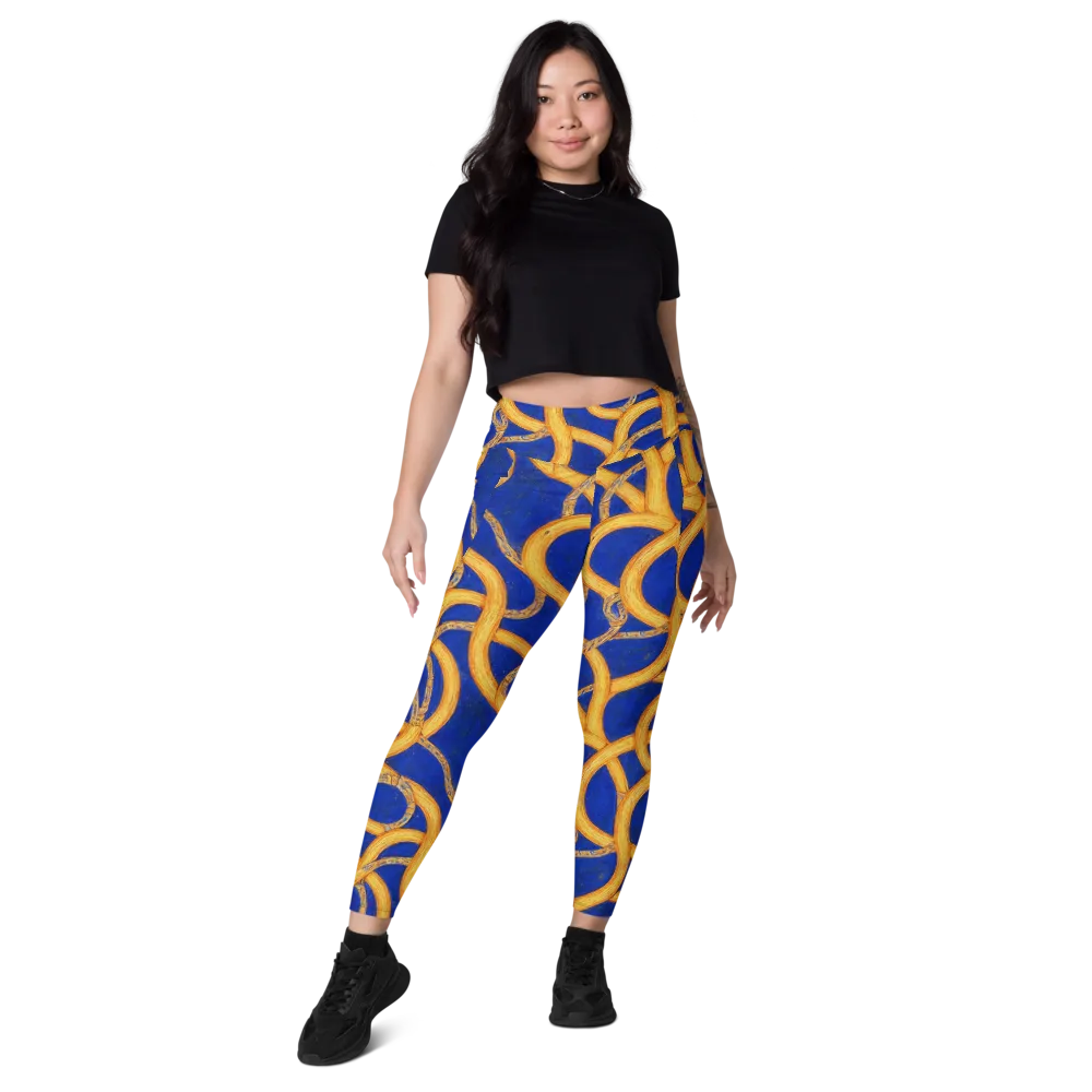 Cobalt Lariat on Leggings with Pockets — Front