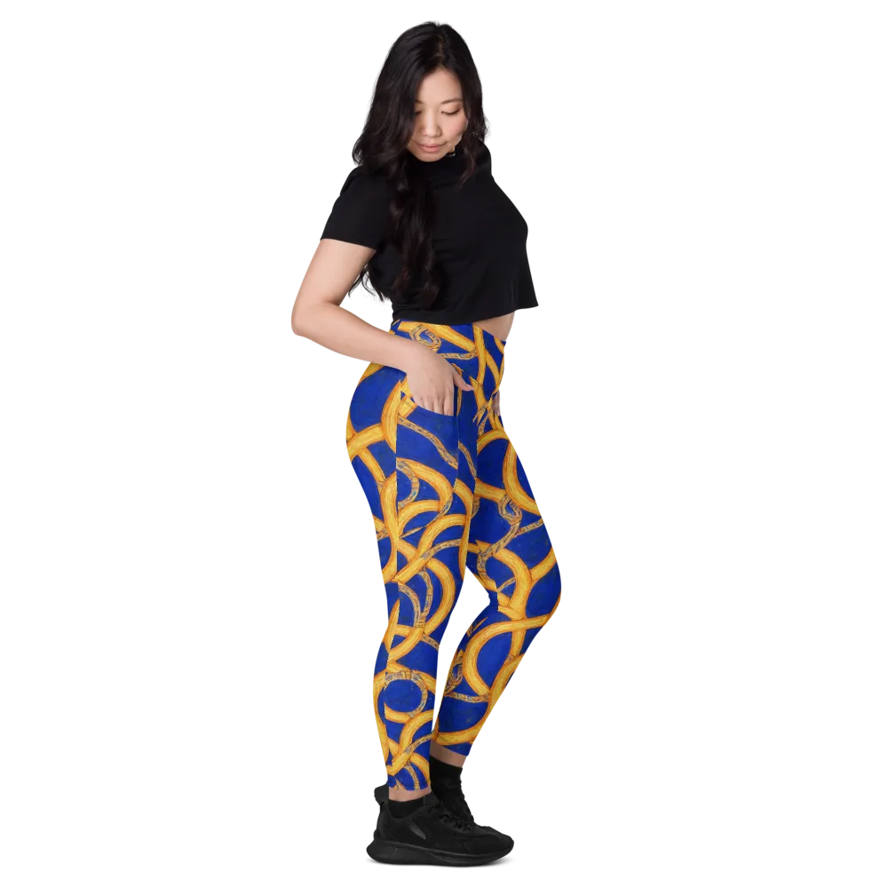 Cobalt Lariat on Leggings with Pockets — Right