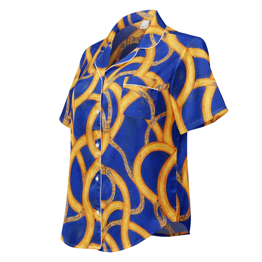 Cobalt Lariat on Women's Short Sleeve Pajama Top — Left Front