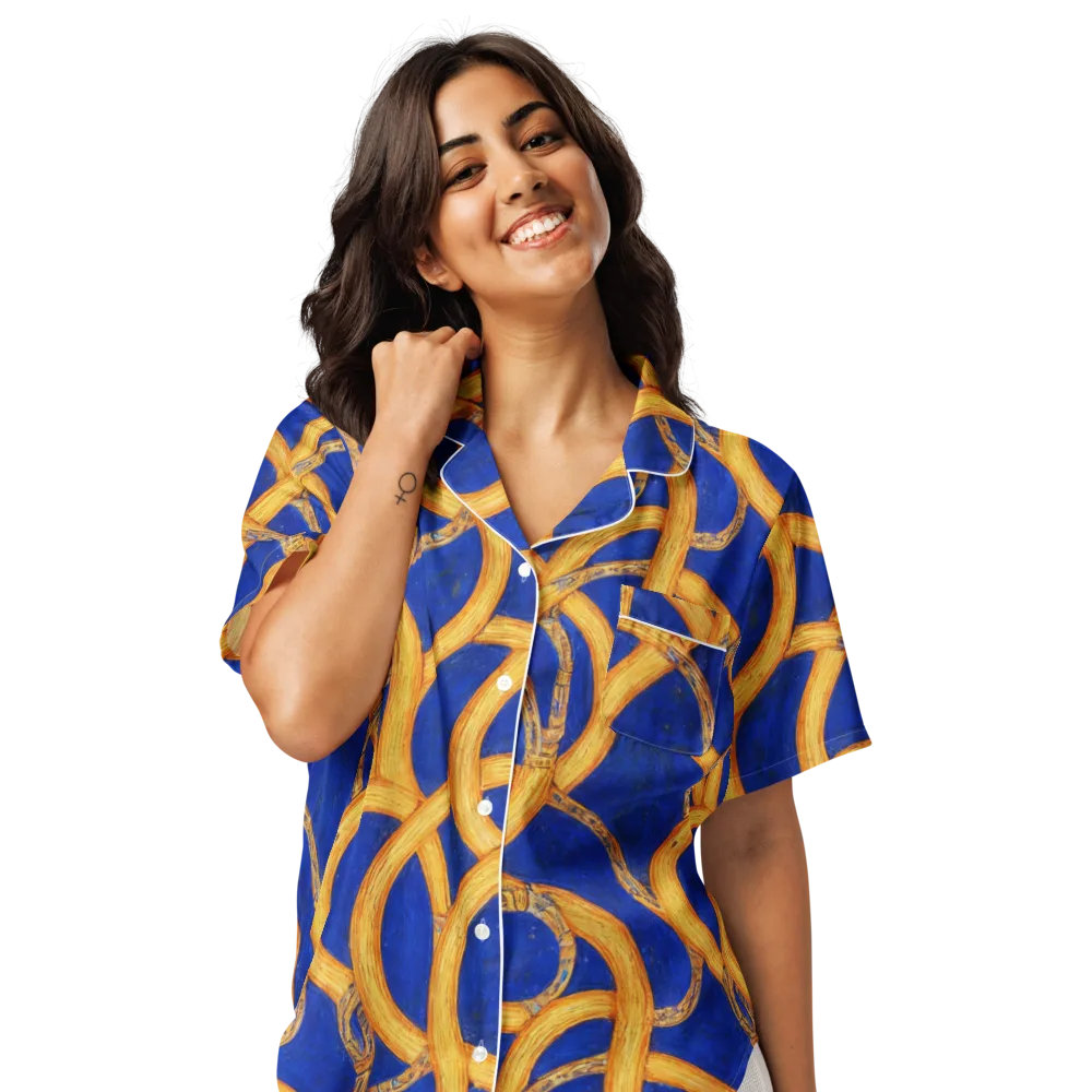 Cobalt Lariat on Women's Short Sleeve Pajama Top — Front
