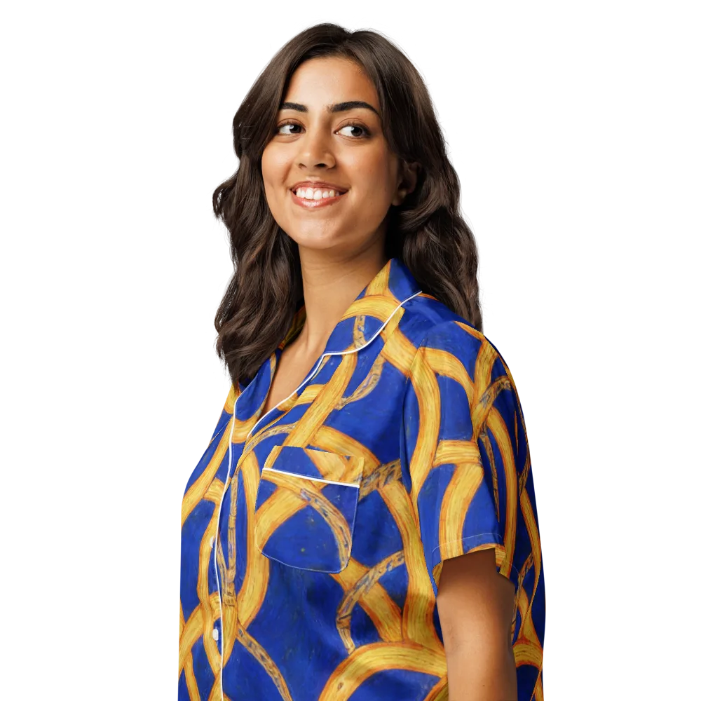 Cobalt Lariat on Women's Short Sleeve Pajama Top — Left Front