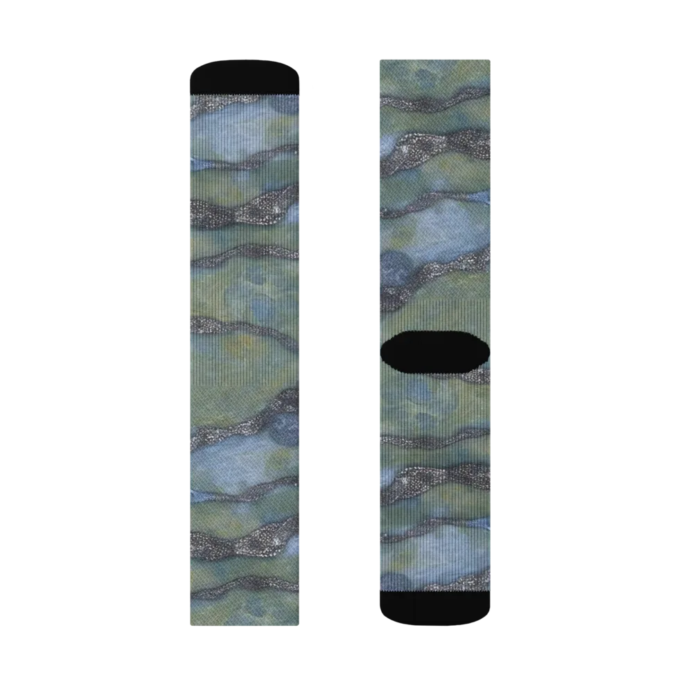 Tidal Fossil on Socks — Right Sock