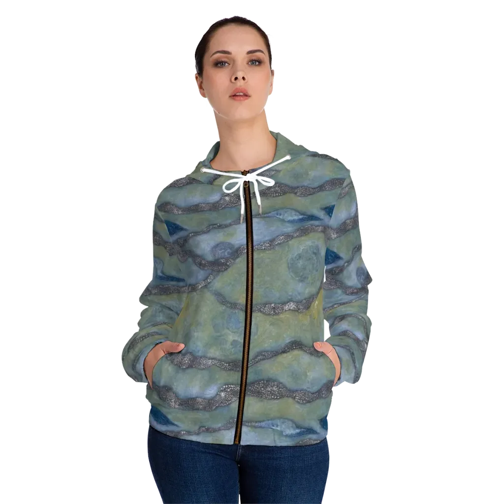 Tidal Fossil on Women's Full-Zip Hoodie — Front On Person