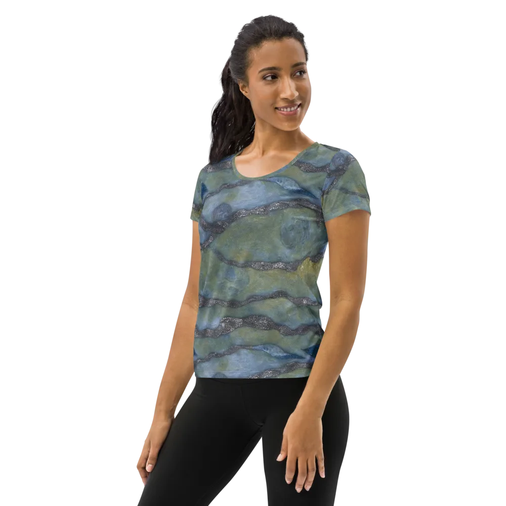 Tidal Fossil on Women's Athletic T-Shirt — Left