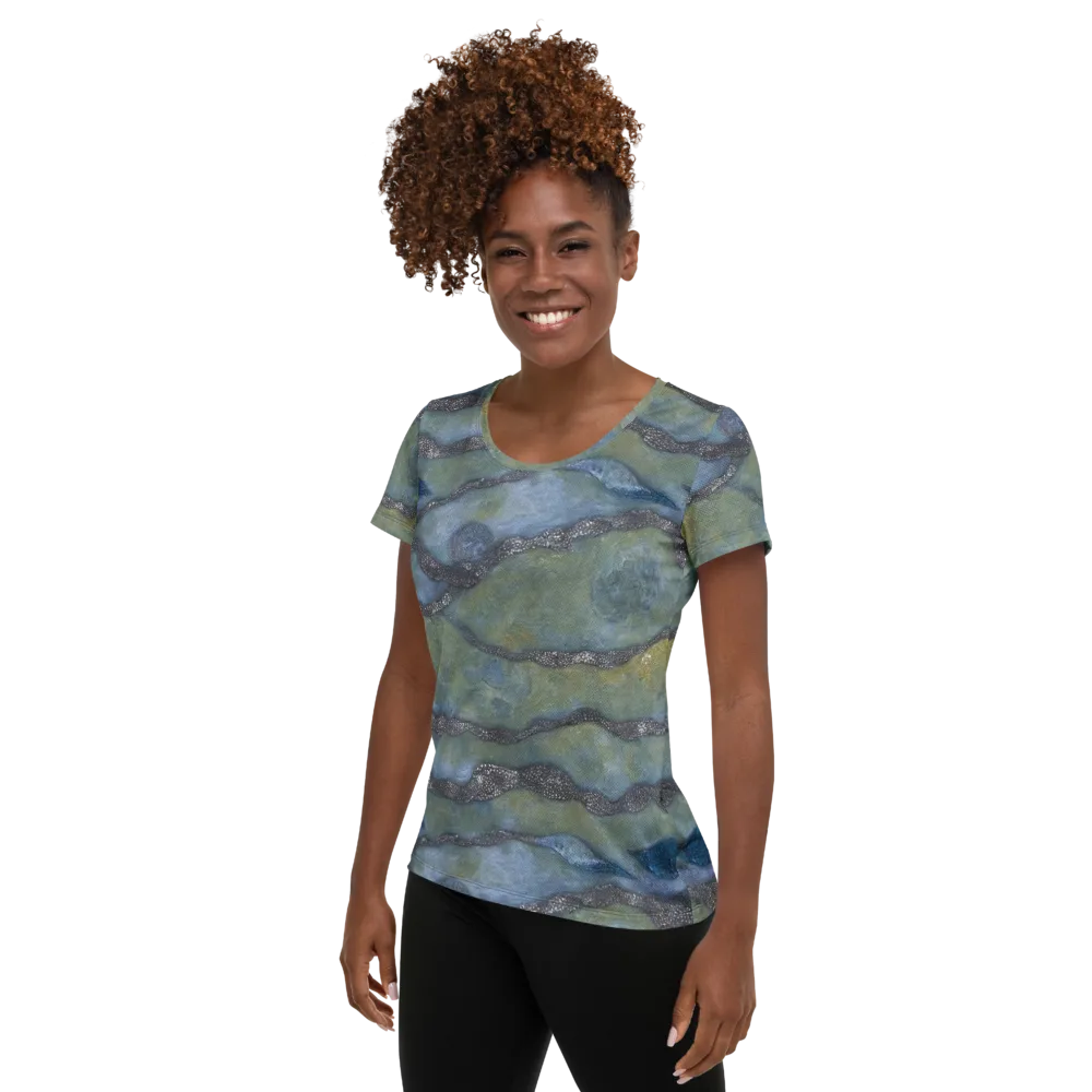 Tidal Fossil on Women's Athletic T-Shirt — Left