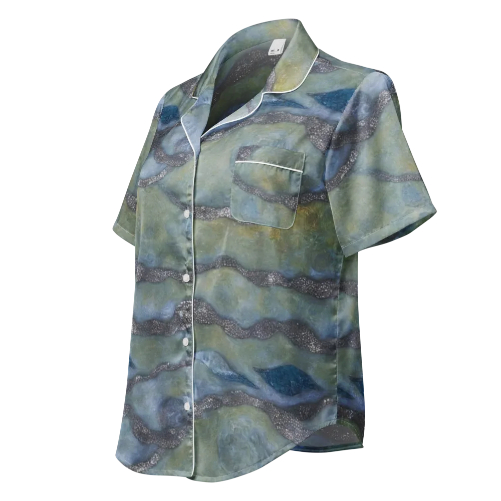 Tidal Fossil on Women's Short Sleeve Pajama Top — Left Front