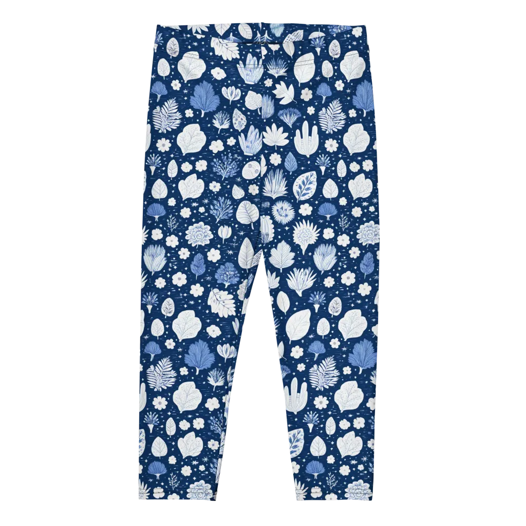Indigo Herbarium on Capri Leggings — Front