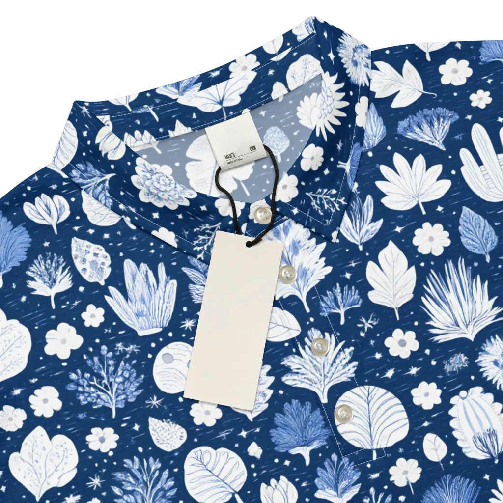 Indigo Herbarium on Men's Slim Fit Polo Shirt — Product details