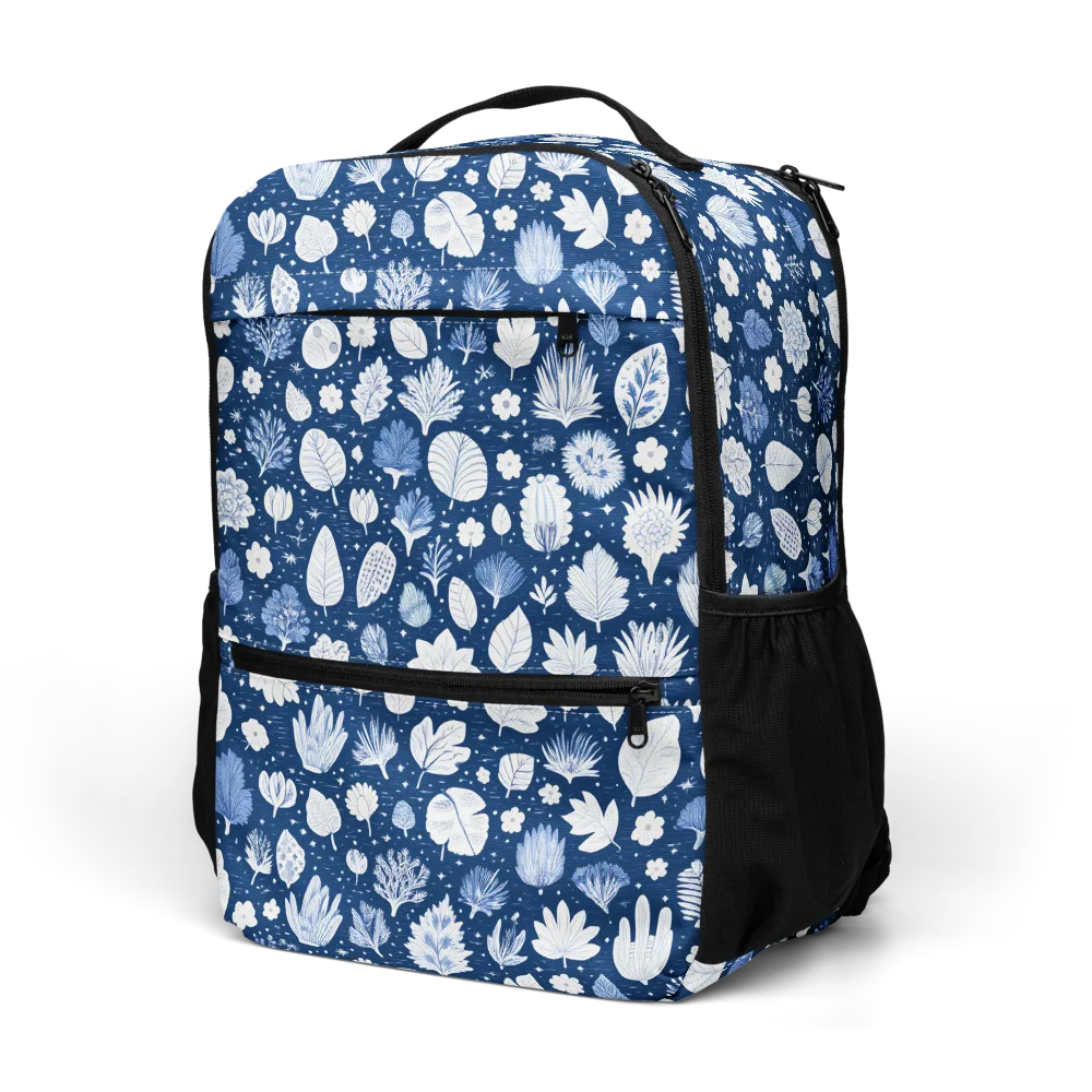 Indigo Herbarium on Utility Backpack — Left Front