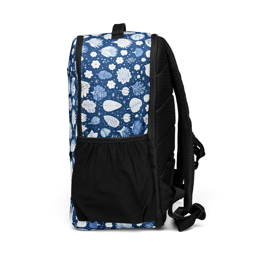 Indigo Herbarium on Utility Backpack — Left