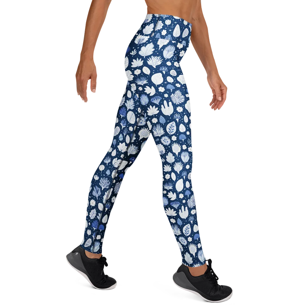 Indigo Herbarium on Yoga Leggings — Right