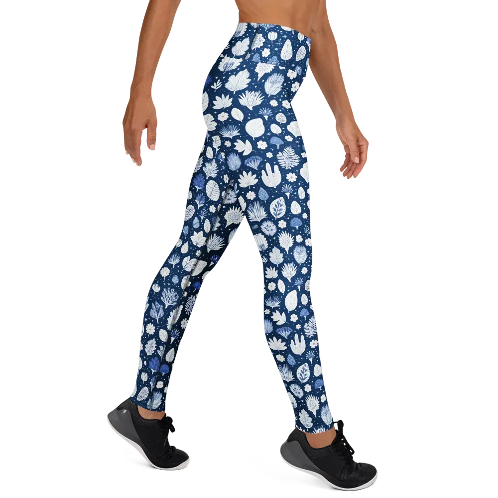 Indigo Herbarium on Yoga Leggings — Right