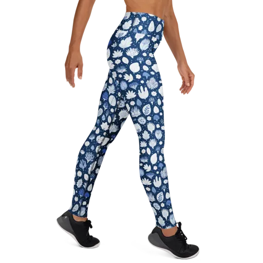 Indigo Herbarium on a Yoga Leggings