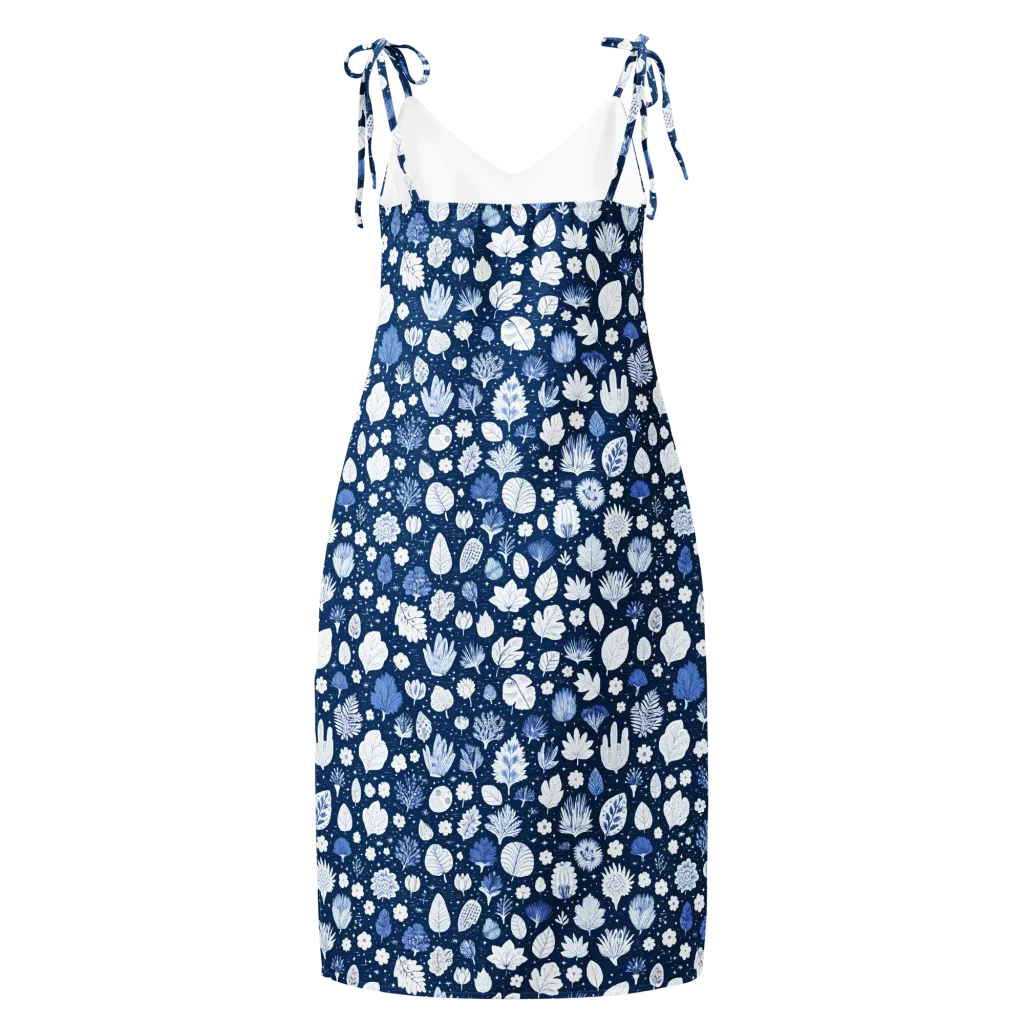 Indigo Herbarium on Slip Dress — Back